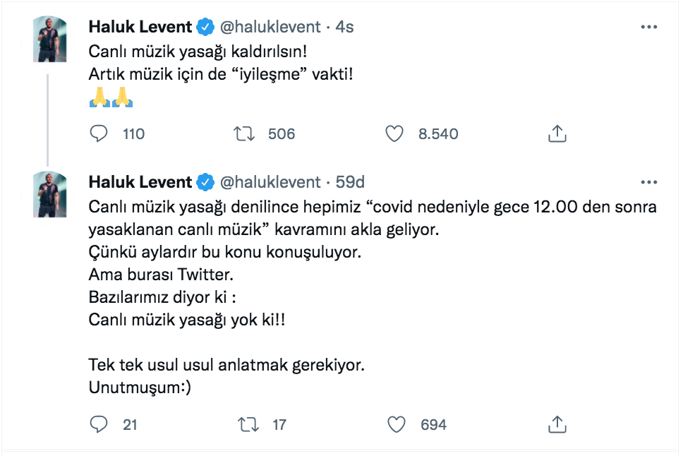 haluk levent ten muzik yasagi kaldirilsin cagrisi